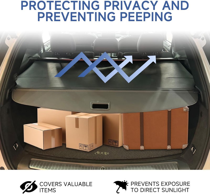 FARBIN Trunk Cargo Cover for Toyota RAV4 2013 2014 2015 2016 2017 2018, Retractable Trunk Cover Waterproof Privacy Security Screen Shield Shade (for 2013-2018 Toyota RAV4 Canvas Extra Clips) - Image 4